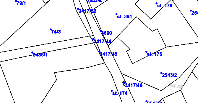 Parcela st. 3417/45 v KÚ Lačnov, Katastrální mapa