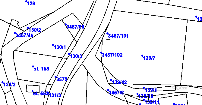Parcela st. 3457/102 v KÚ Lačnov, Katastrální mapa