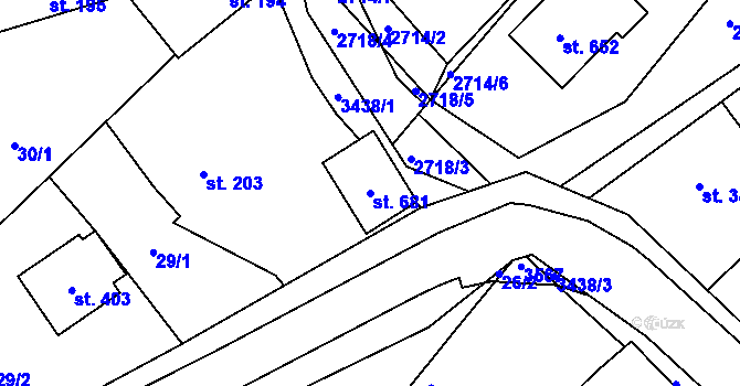 Parcela st. 681 v KÚ Lačnov, Katastrální mapa