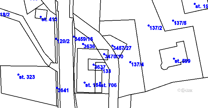 Parcela st. 3470/10 v KÚ Lačnov, Katastrální mapa