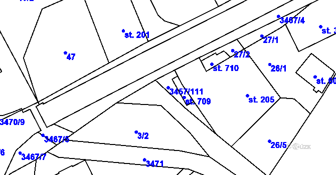 Parcela st. 3457/111 v KÚ Lačnov, Katastrální mapa