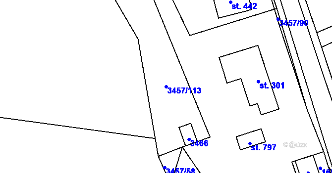 Parcela st. 3457/113 v KÚ Lačnov, Katastrální mapa