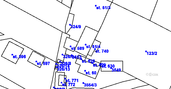 Parcela st. 61/4 v KÚ Lačnov, Katastrální mapa
