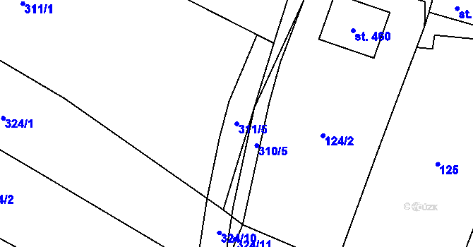 Parcela st. 311/5 v KÚ Lačnov, Katastrální mapa