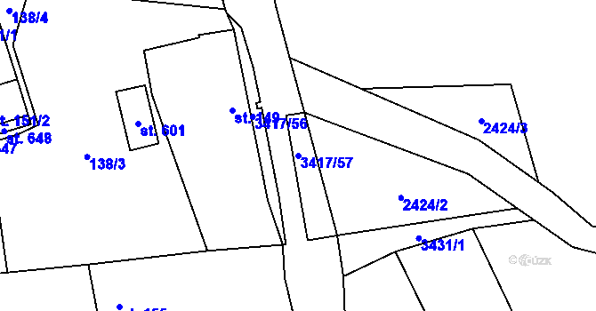 Parcela st. 3417/57 v KÚ Lačnov, Katastrální mapa