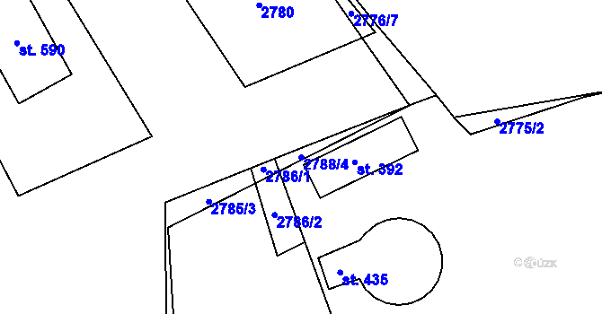 Parcela st. 2788/4 v KÚ Lačnov, Katastrální mapa