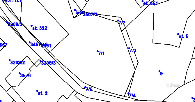 Parcela st. 7/1 v KÚ Lačnov, Katastrální mapa