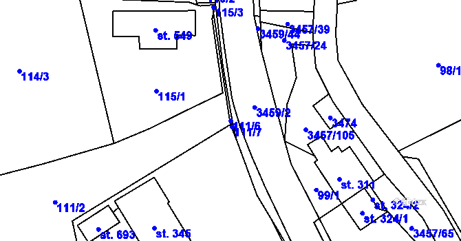 Parcela st. 111/6 v KÚ Lačnov, Katastrální mapa