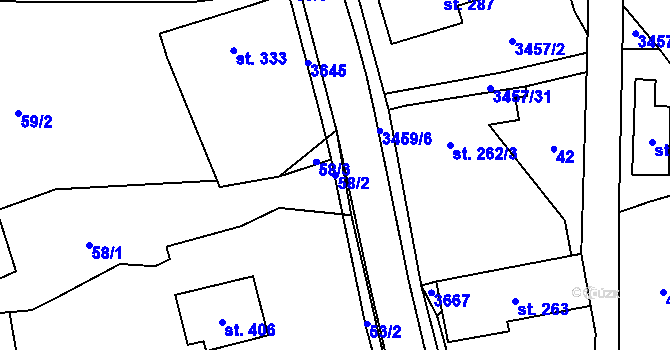Parcela st. 58/2 v KÚ Lačnov, Katastrální mapa