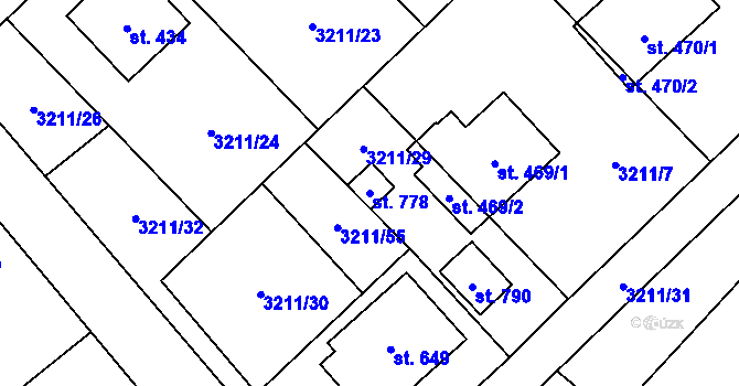 Parcela st. 778 v KÚ Lačnov, Katastrální mapa