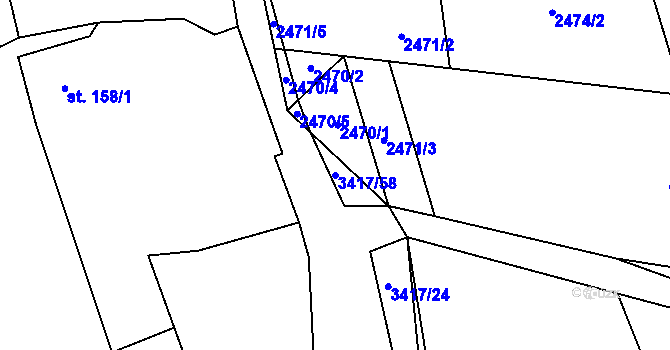 Parcela st. 3417/58 v KÚ Lačnov, Katastrální mapa