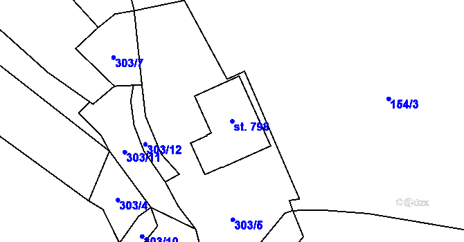 Parcela st. 798 v KÚ Lačnov, Katastrální mapa