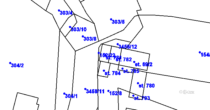Parcela st. 781 v KÚ Lačnov, Katastrální mapa