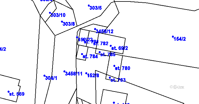 Parcela st. 785 v KÚ Lačnov, Katastrální mapa