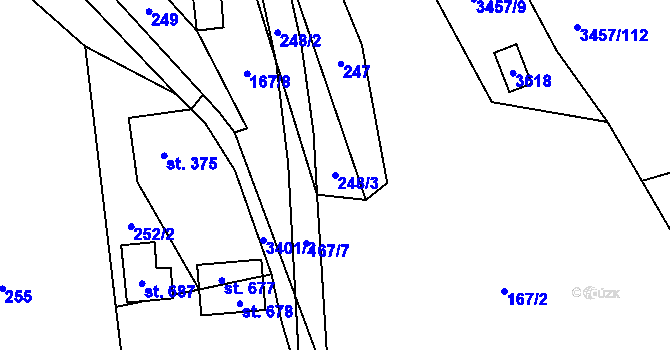 Parcela st. 248/3 v KÚ Lačnov, Katastrální mapa