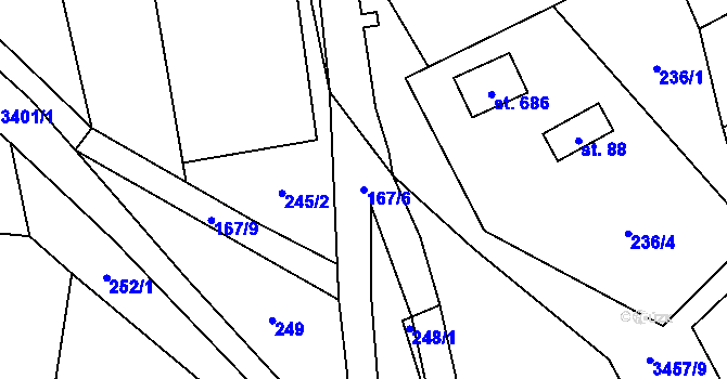 Parcela st. 167/6 v KÚ Lačnov, Katastrální mapa