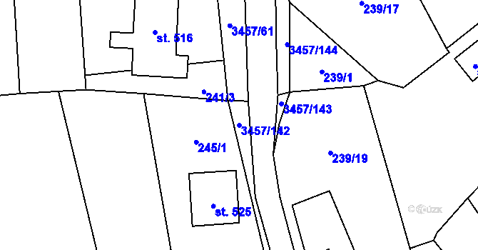 Parcela st. 3457/142 v KÚ Lačnov, Katastrální mapa
