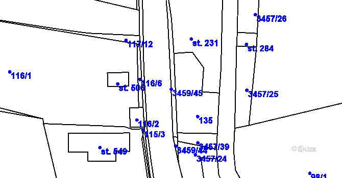 Parcela st. 3459/45 v KÚ Lačnov, Katastrální mapa