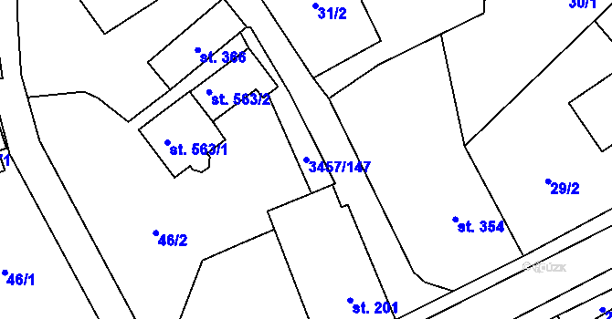 Parcela st. 3457/147 v KÚ Lačnov, Katastrální mapa