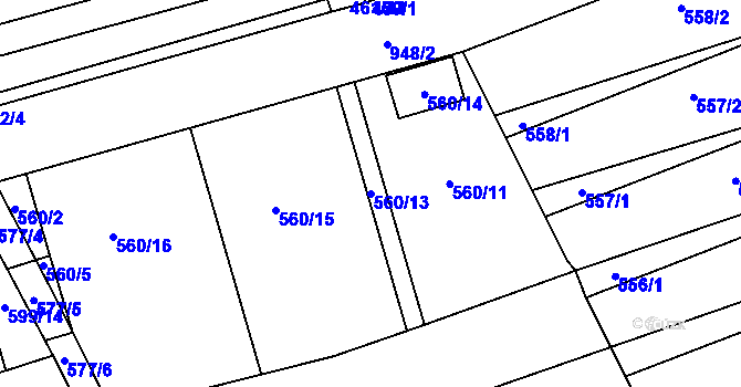 Parcela st. 560/13 v KÚ Ladná, Katastrální mapa