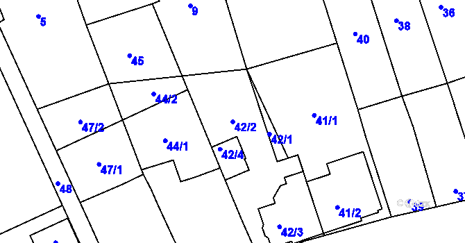 Parcela st. 42/2 v KÚ Ladná, Katastrální mapa