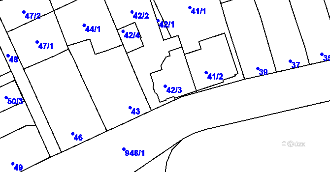 Parcela st. 42/3 v KÚ Ladná, Katastrální mapa