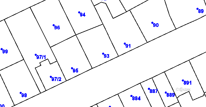 Parcela st. 93 v KÚ Ladná, Katastrální mapa