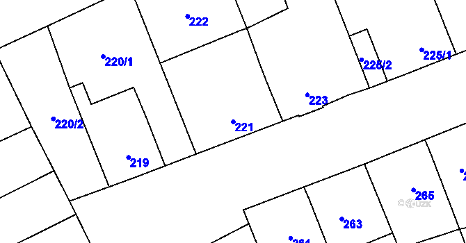 Parcela st. 221 v KÚ Ladná, Katastrální mapa