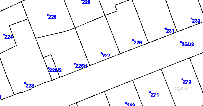 Parcela st. 227 v KÚ Ladná, Katastrální mapa