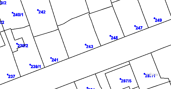 Parcela st. 243 v KÚ Ladná, Katastrální mapa