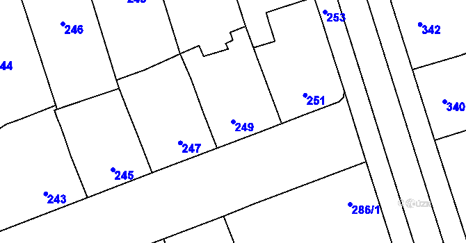 Parcela st. 249 v KÚ Ladná, Katastrální mapa