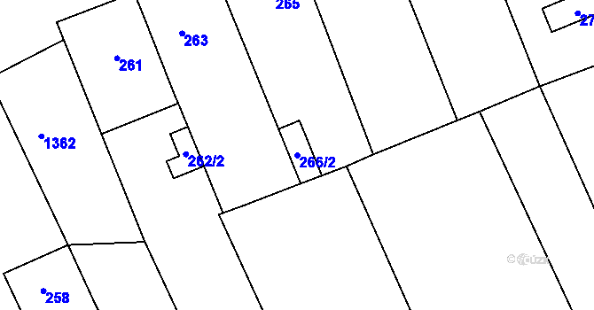 Parcela st. 266/2 v KÚ Ladná, Katastrální mapa