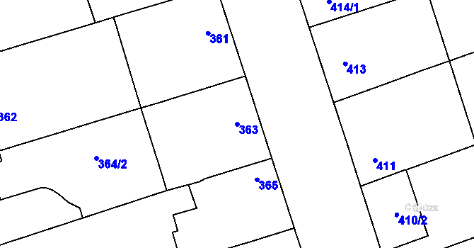 Parcela st. 363 v KÚ Ladná, Katastrální mapa