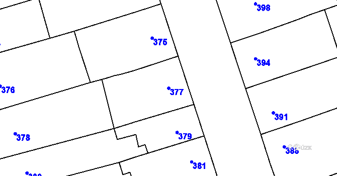 Parcela st. 377 v KÚ Ladná, Katastrální mapa
