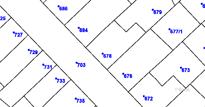 Parcela st. 678 v KÚ Ladná, Katastrální mapa