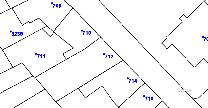 Parcela st. 712 v KÚ Ladná, Katastrální mapa