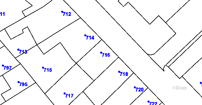Parcela st. 716 v KÚ Ladná, Katastrální mapa