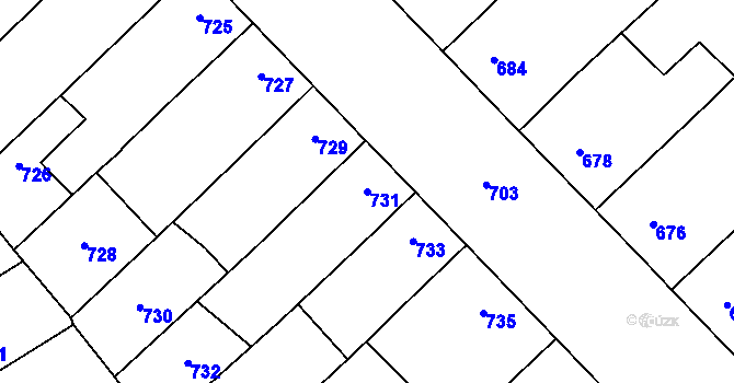 Parcela st. 731 v KÚ Ladná, Katastrální mapa