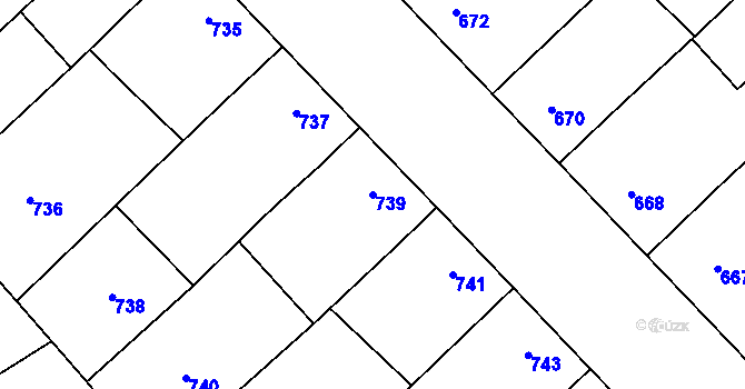 Parcela st. 739 v KÚ Ladná, Katastrální mapa