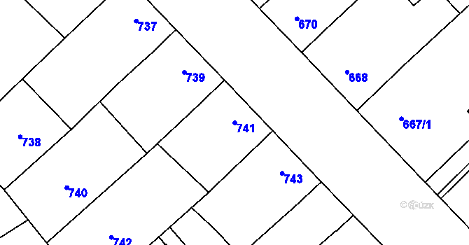 Parcela st. 741 v KÚ Ladná, Katastrální mapa