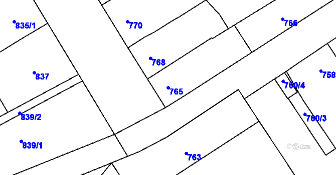 Parcela st. 765 v KÚ Ladná, Katastrální mapa