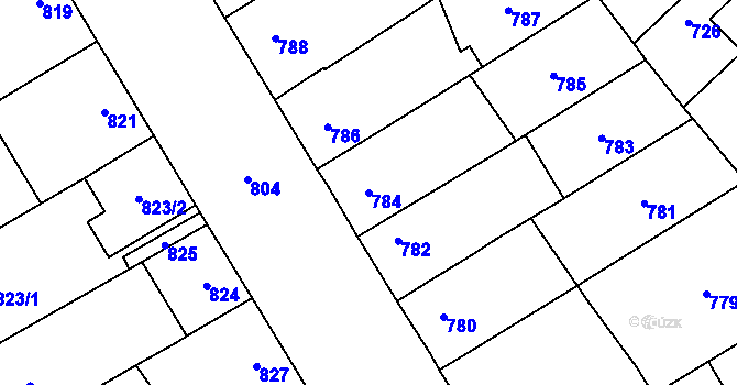 Parcela st. 784 v KÚ Ladná, Katastrální mapa
