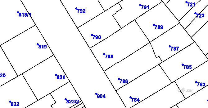 Parcela st. 788 v KÚ Ladná, Katastrální mapa