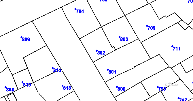 Parcela st. 802 v KÚ Ladná, Katastrální mapa