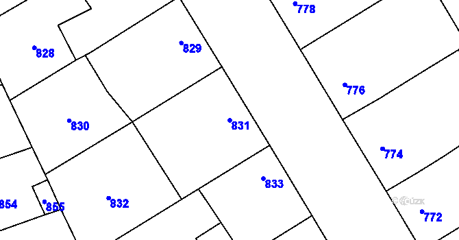 Parcela st. 831 v KÚ Ladná, Katastrální mapa