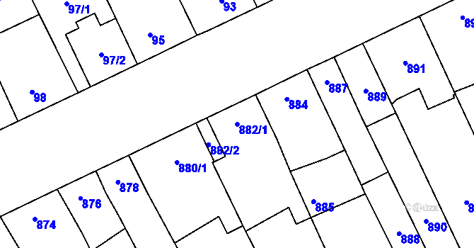 Parcela st. 882/1 v KÚ Ladná, Katastrální mapa