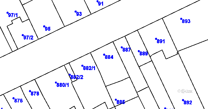 Parcela st. 884 v KÚ Ladná, Katastrální mapa