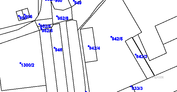Parcela st. 942/4 v KÚ Ladná, Katastrální mapa