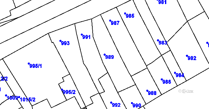 Parcela st. 989 v KÚ Ladná, Katastrální mapa