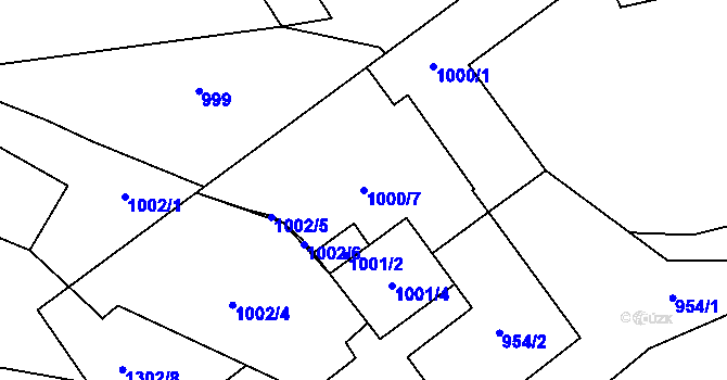 Parcela st. 1000/7 v KÚ Ladná, Katastrální mapa